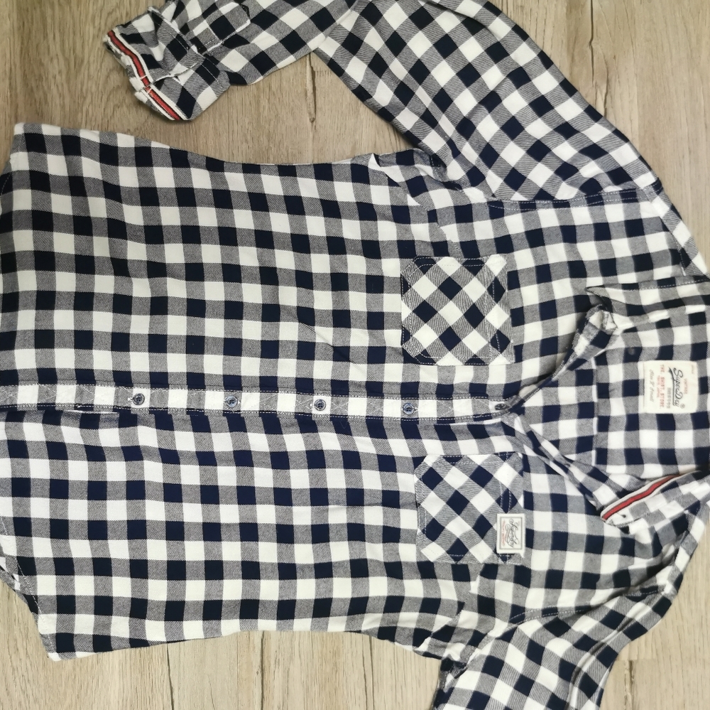Like new, Superdry Boyfriend flannel, xs, blue